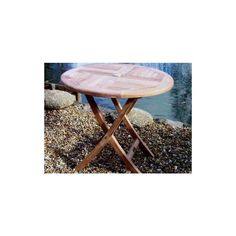 1m Circular Folding Teak Garden Table Sustainable Furniture